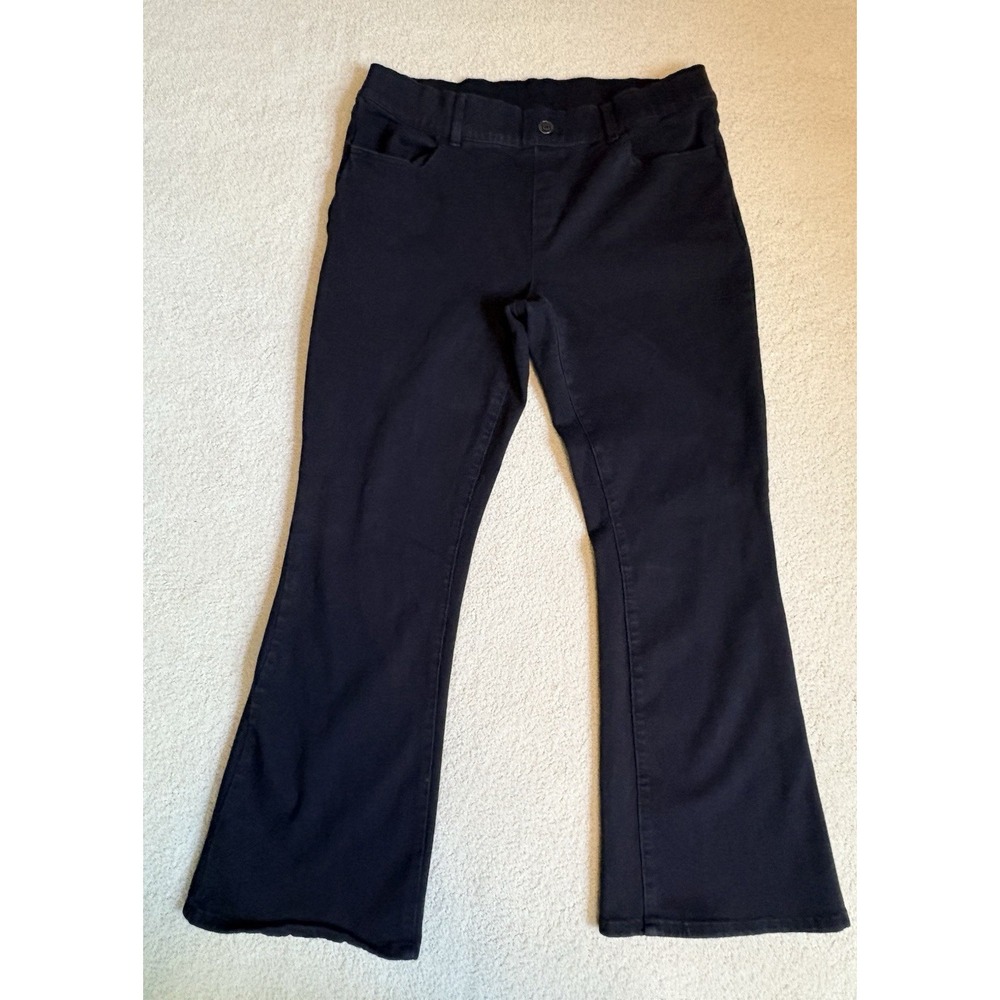 Betabrand Jeans Women's Size XXL P Blue Wide Leg High Rise Pull On Stretch Denim